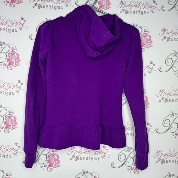 Juicy couture sweater ruffle frilly bottom peplum juicy J silver zipper pull Y2K - Picture 2 of 6